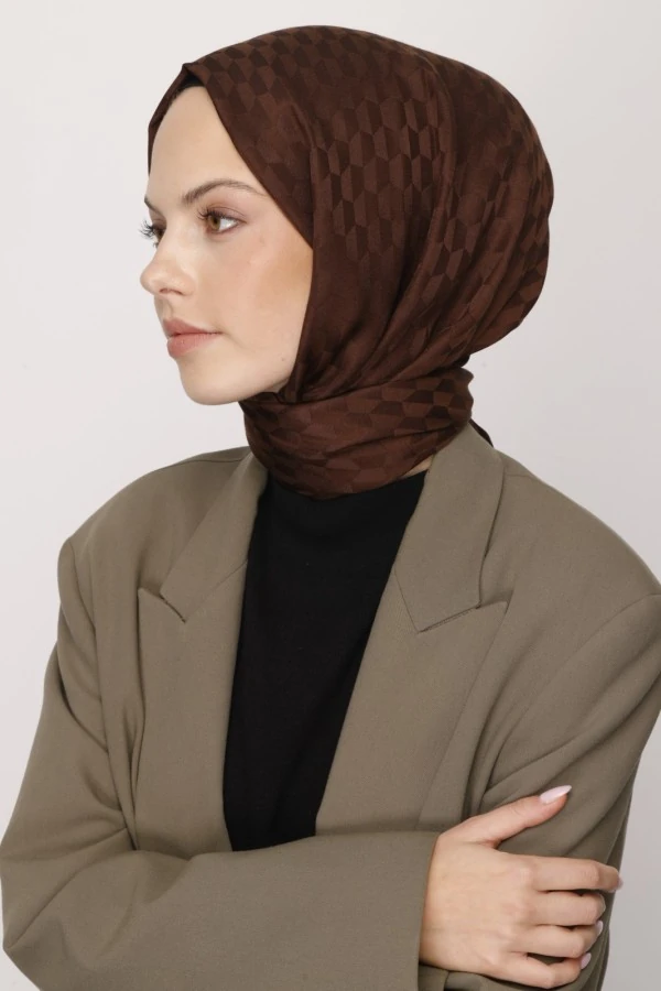 ACI KAHVE QOZA DESEN İPEKSİ JAKAR ŞAL