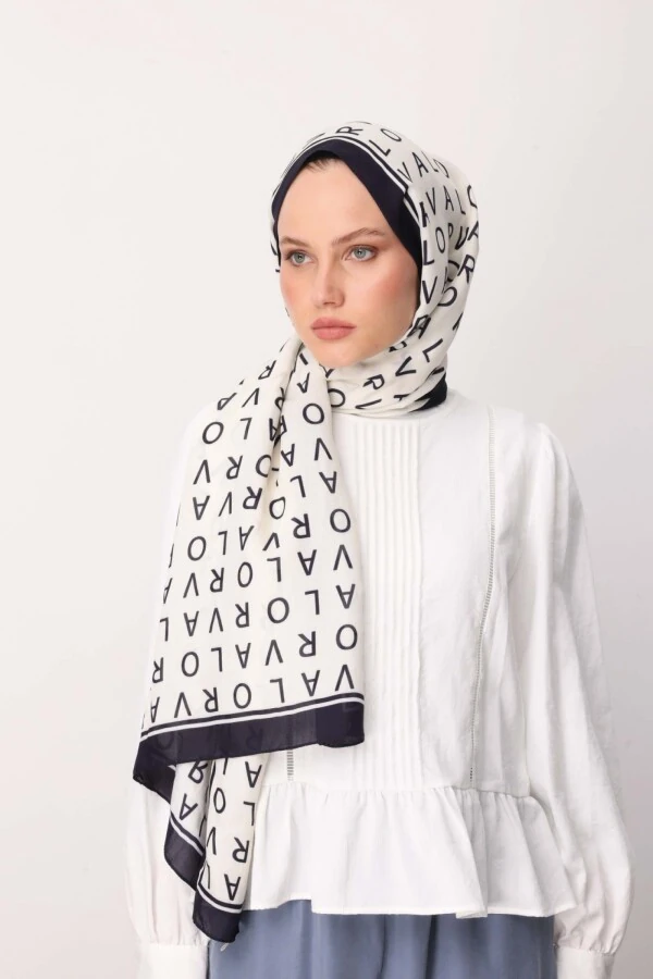 Lacivert Floş Viskon Şal