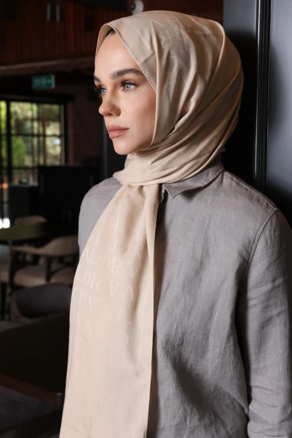 Fil Dişi Monogram Desen Şal