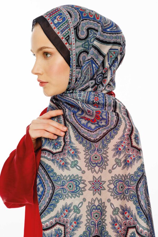 Rustik Desen Şal / Çelik Mavi