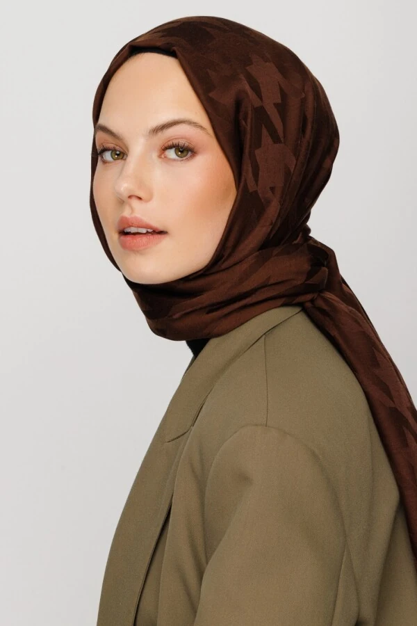 ACI KAHVE KAZAYAĞI DESEN İPEKSİ JAKAR ŞAL
