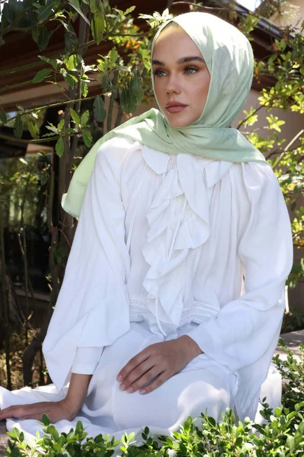 Duman Yeşili Logo Desen Şal