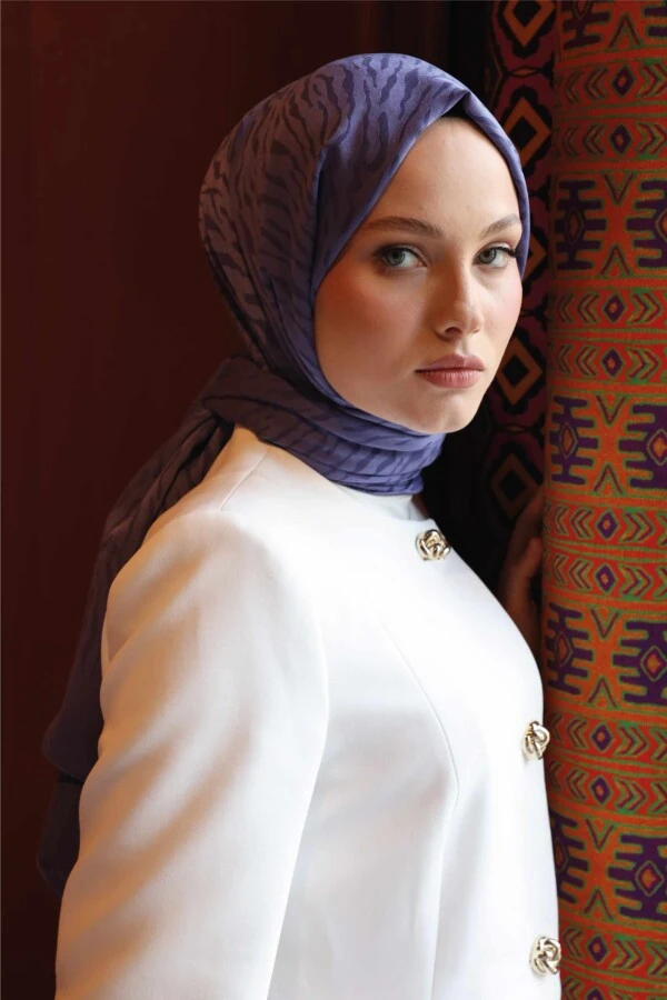 Zebra Desen Şal / Erguvan