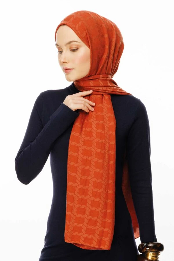 Zincir Desen Pamuk Şal / Şeftali