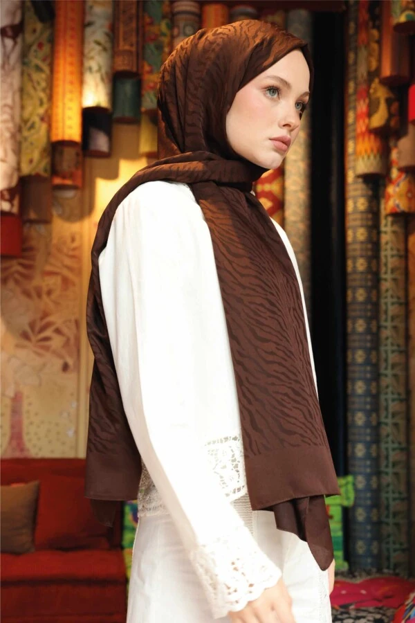 Zebra Desen Şal / Acı Kahve