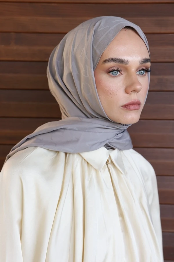 Kül Monogram Desen Şal