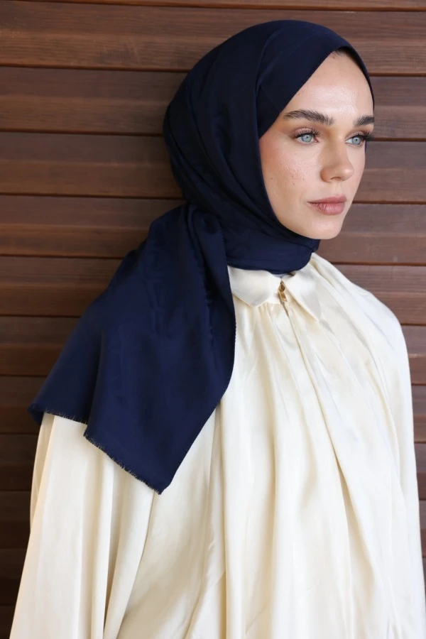 Lacivert Logo Desen Şal