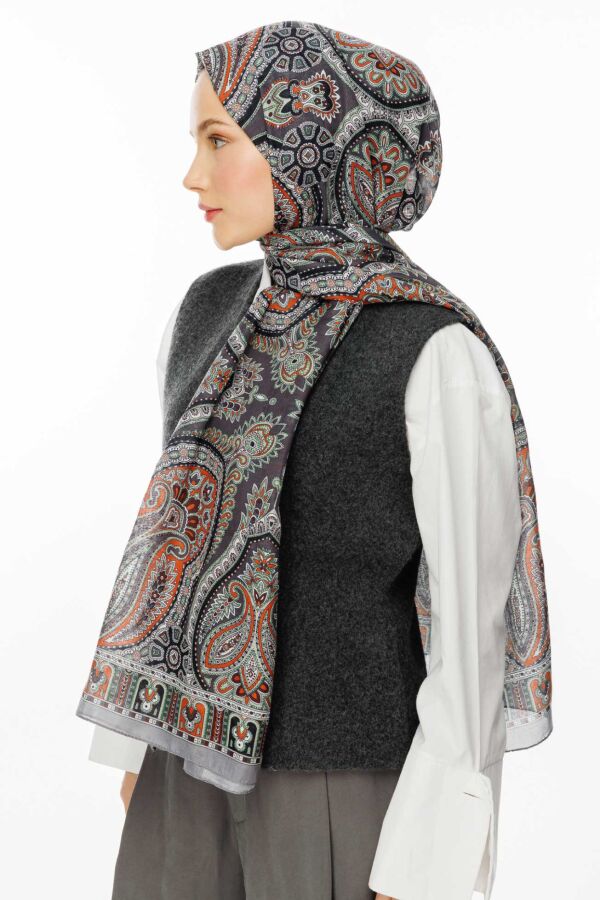 Rustik Desen Şal / Çakmak Gri