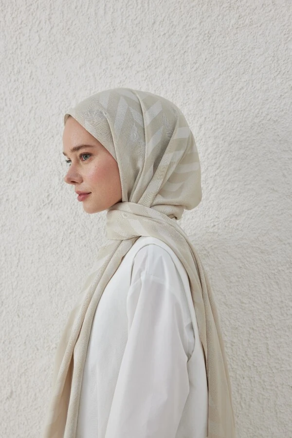 FİL DİŞİ BALIKSIRTI DESEN JAKAR ŞAL