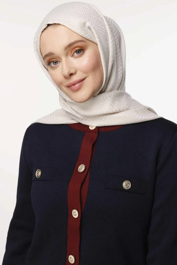 Labirent Desen Şal / Kırık Beyaz