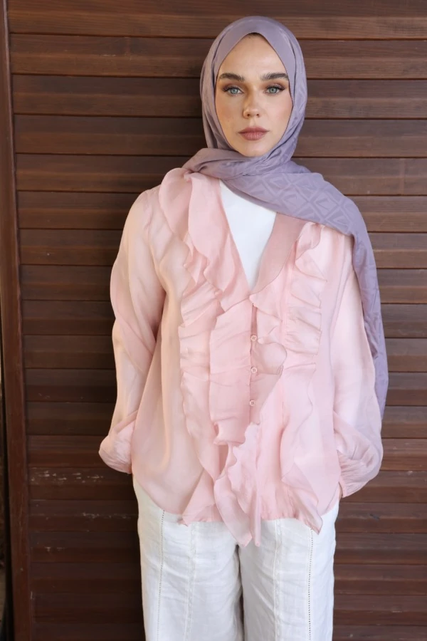 Sisli Lila  Logo Desen Şal