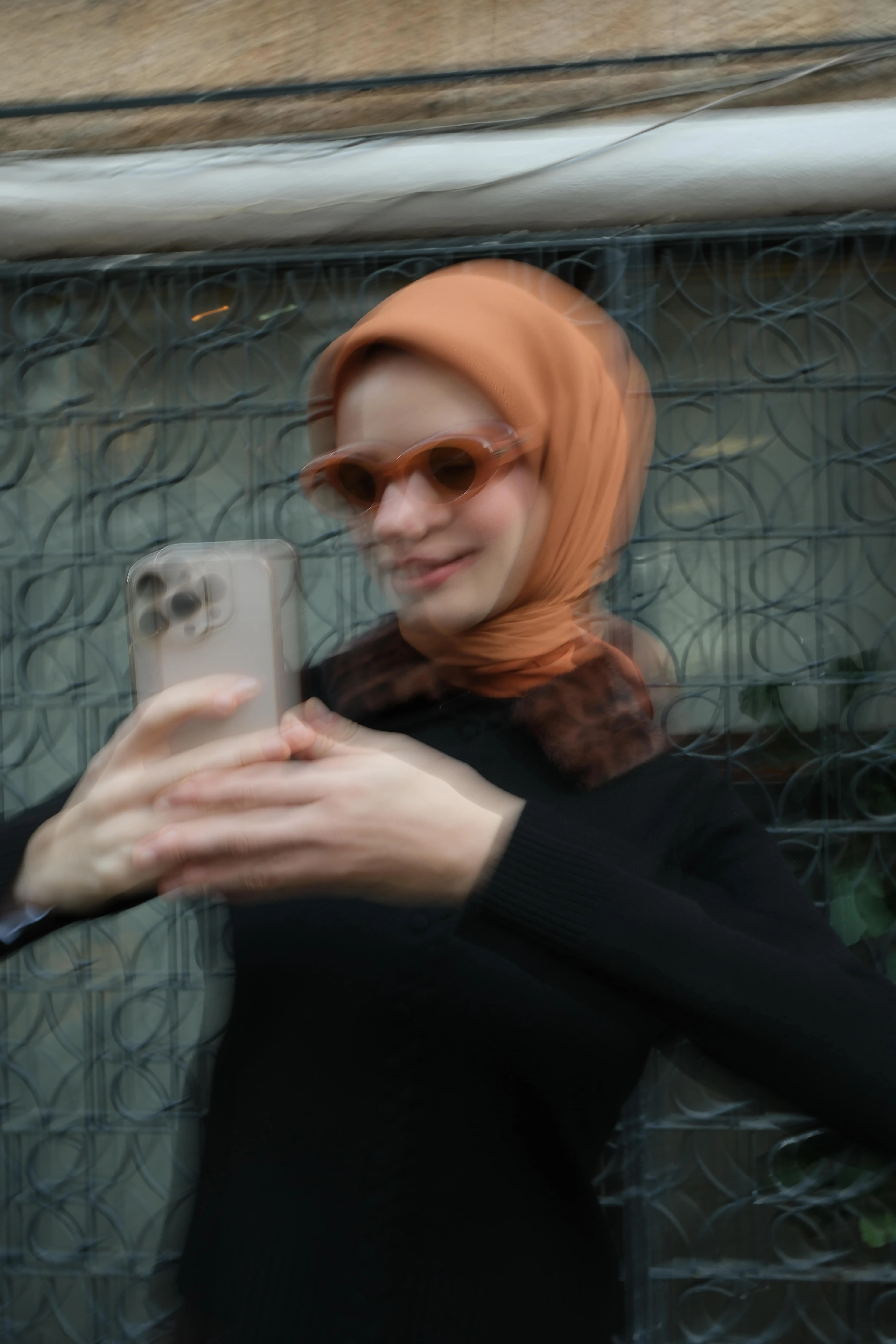 ORANJ FLOŞ VİSKON DESEN EŞARP