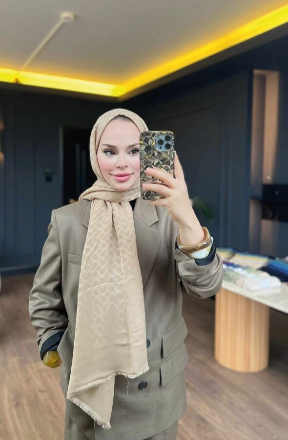 KUM BEJİ BLOOM DESEN ŞAL