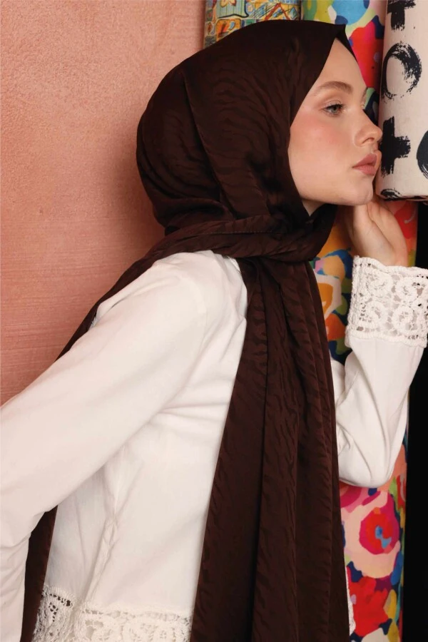 Zebra Desen Şal / Acı Kahve