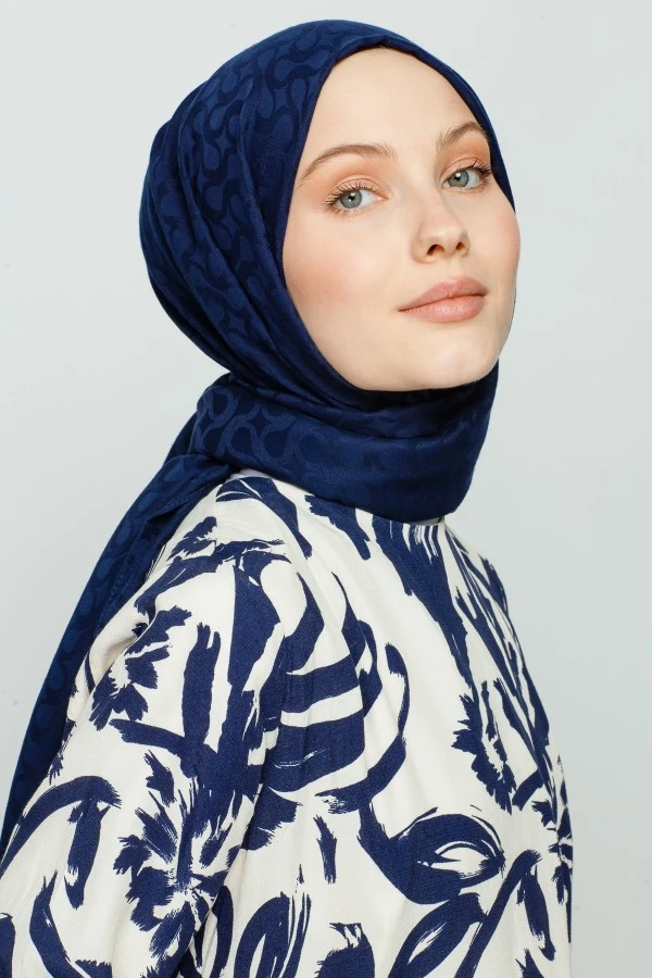 LACİVERT BLOOM DESEN ŞAL