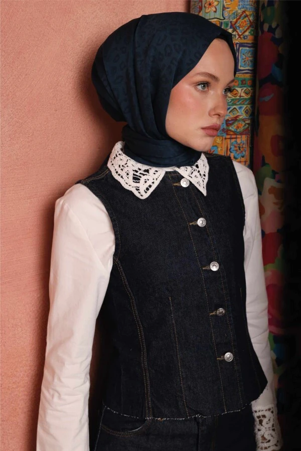 Leopar Desen Şal / Akşam Mavi