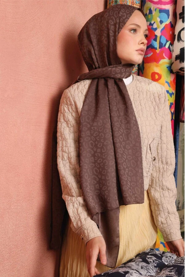 Leopar Desen Şal / Bademi