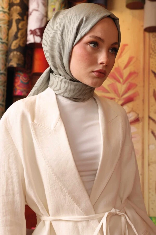 Zebra Desen Şal / Küf Yeşili