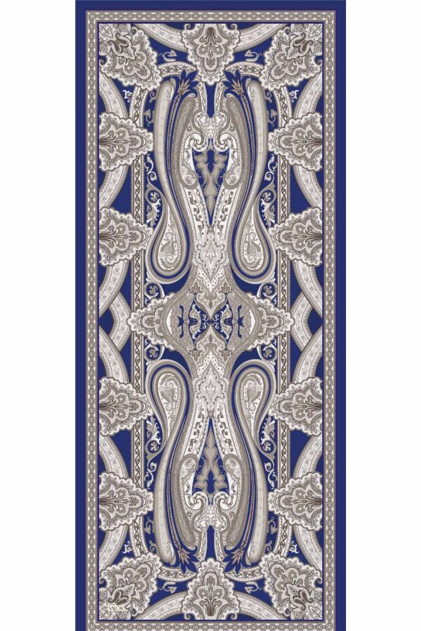 Retro Desen Şal / Morcivert