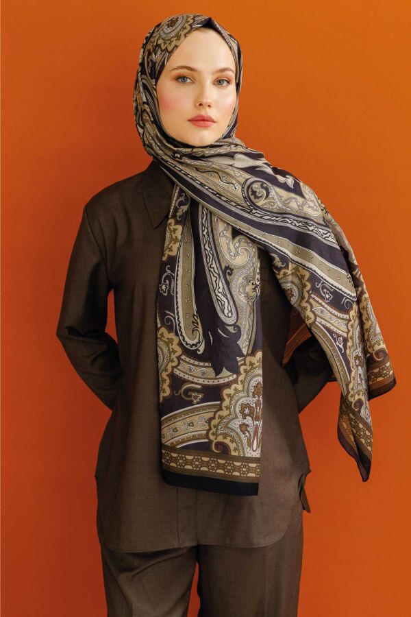 Retro Desen Şal / Badem Yağı