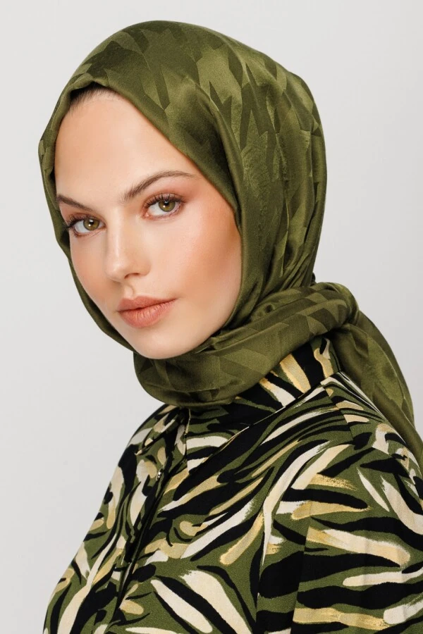 HAKİ KAZAYAĞI DESEN İPEKSİ JAKAR ŞAL