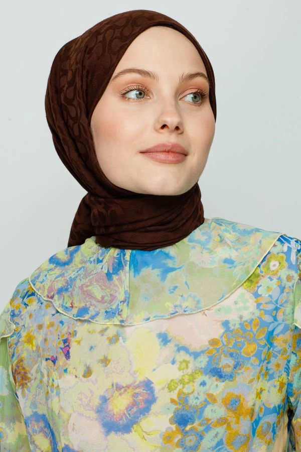 ACI KAHVE BLOOM DESEN ŞAL