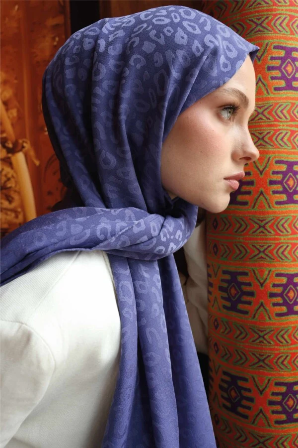 Leopar Desen Şal / Erguvan