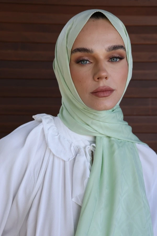 Duman Yeşili Logo Desen Şal