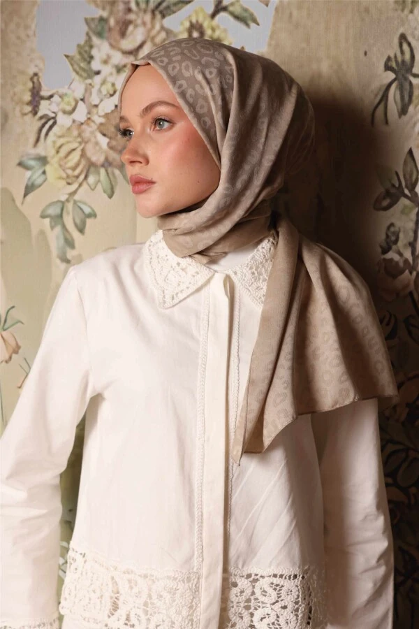 Leopar Desen Şal / Bej