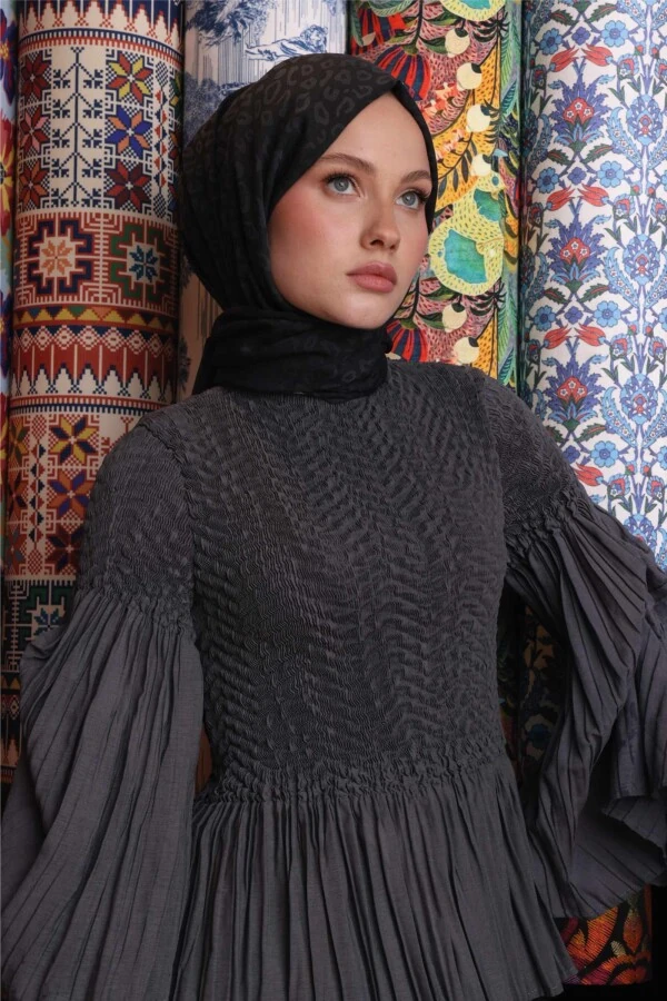 Leopar Desen Şal / Antrasit