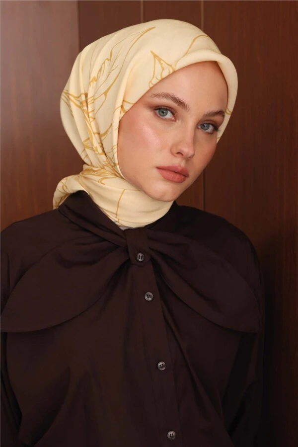 Giallo floşViskon Eşarp / Defne Yaprağı