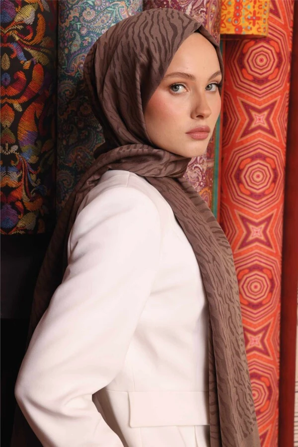 Zebra Desen Şal / Bademi