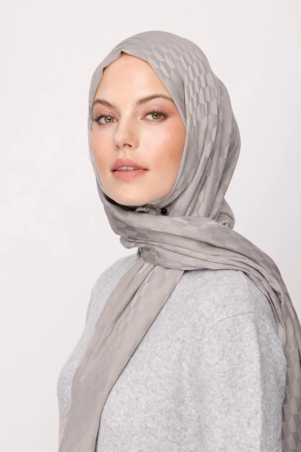 FÜME QOZA DESEN İPEKSİ JAKAR ŞAL