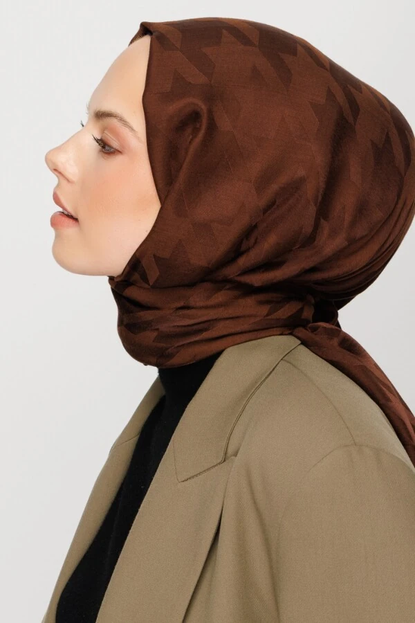 ACI KAHVE KAZAYAĞI DESEN İPEKSİ JAKAR ŞAL