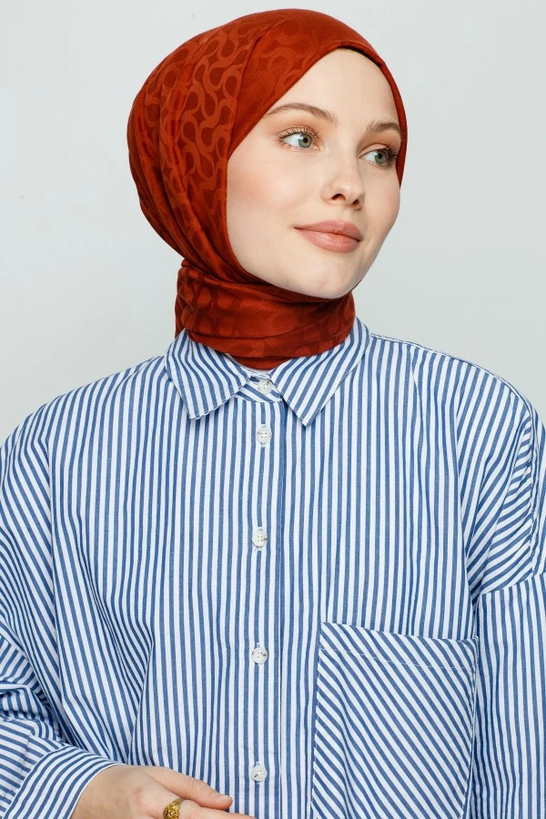 KOYU KİREMİT BLOOM DESEN ŞAL