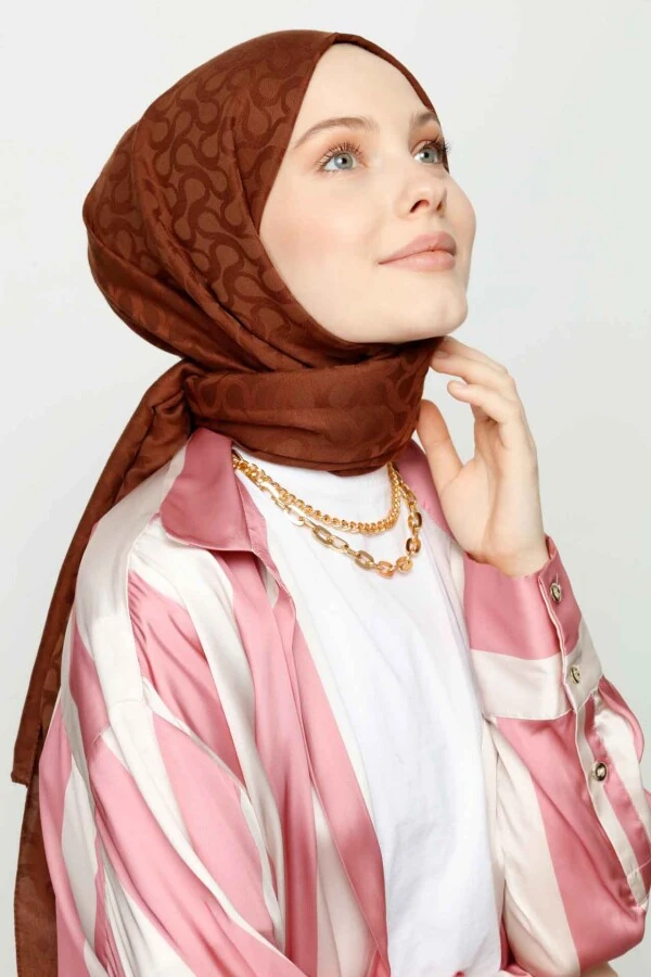 ÇİKOLATA KAHVE BLOOM DESEN ŞAL