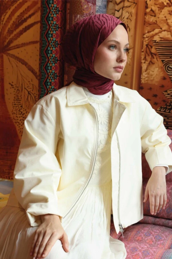 Zebra Desen Şal / Mürdüm