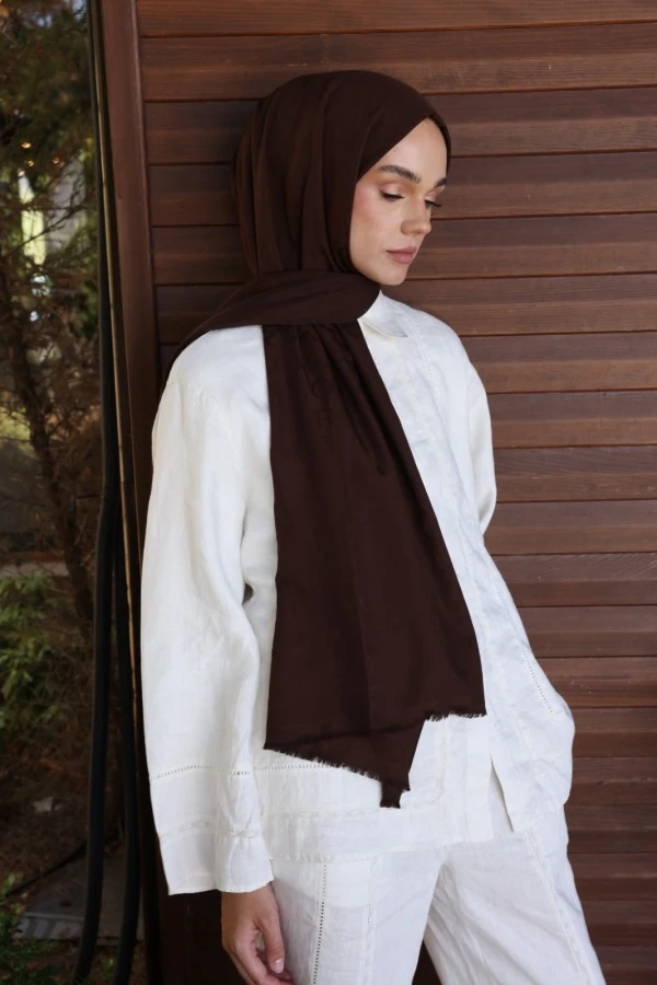 ACI KAHVE MONOGRAM DESEN ŞAL