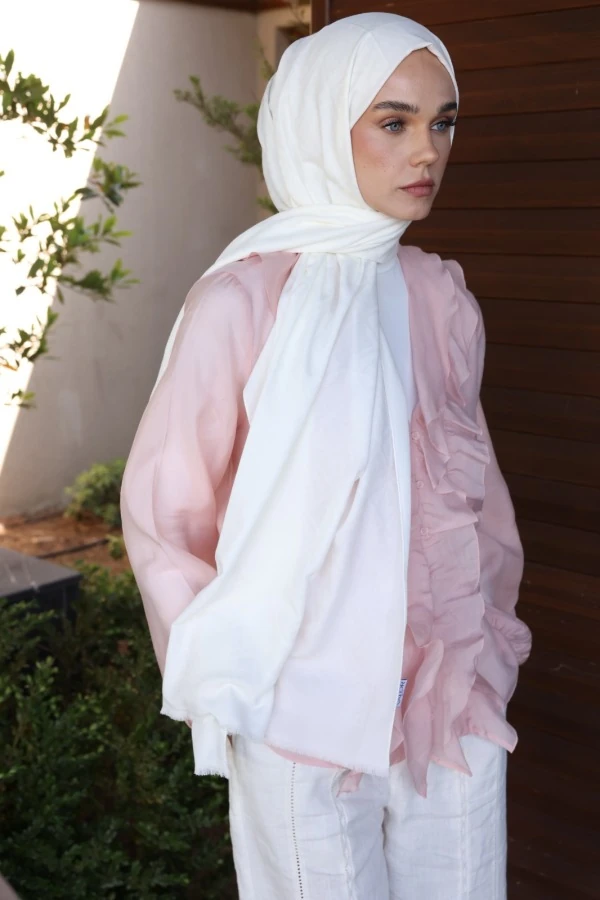 İnci Beyazı  Logo Desen Şal