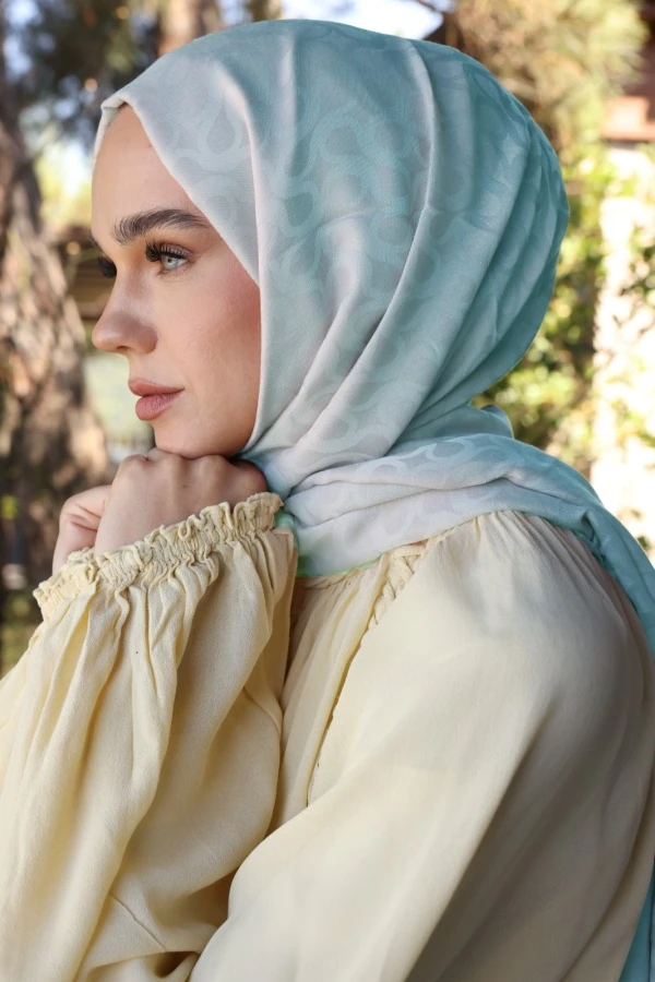 BUZ MAVİ BLOOM DESEN ŞAL