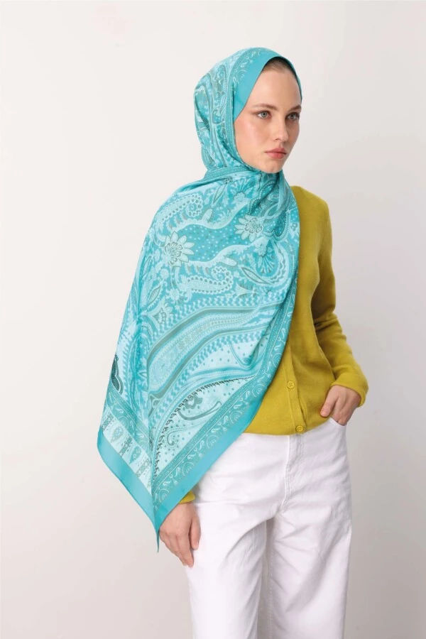 Malibu Mavi Floş Viskon Şal