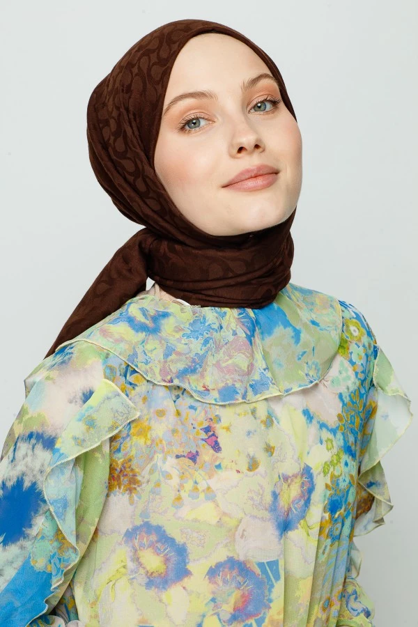 ACI KAHVE BLOOM DESEN ŞAL