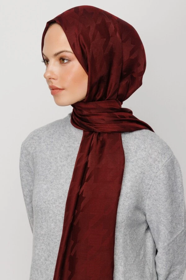 KIZILCIK KAZAYAĞI DESEN İPEKSİ JAKAR ŞAL