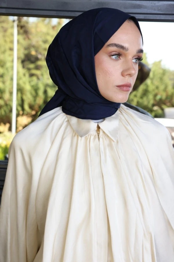 Lacivert Logo Desen Şal