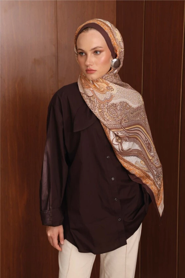 Mocha Mousse Floş Viskon Şal