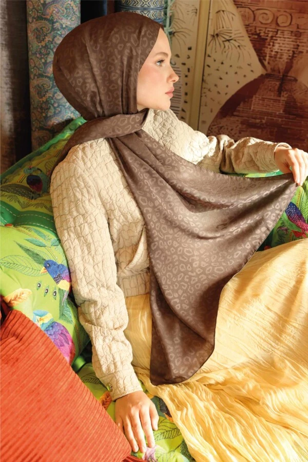 Leopar Desen Şal / Bademi