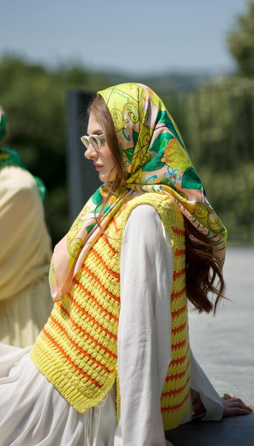 Limone Rosa Desen Eşarp