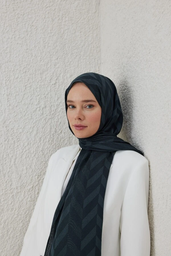 KÖMÜR BALIKSIRTI DESEN JAKAR ŞAL