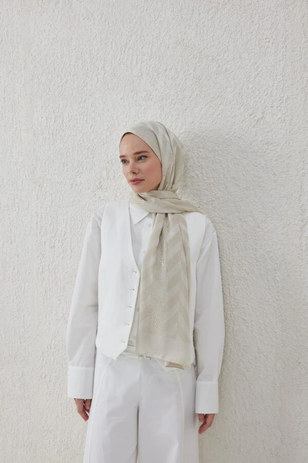 FİL DİŞİ BALIKSIRTI DESEN JAKAR ŞAL