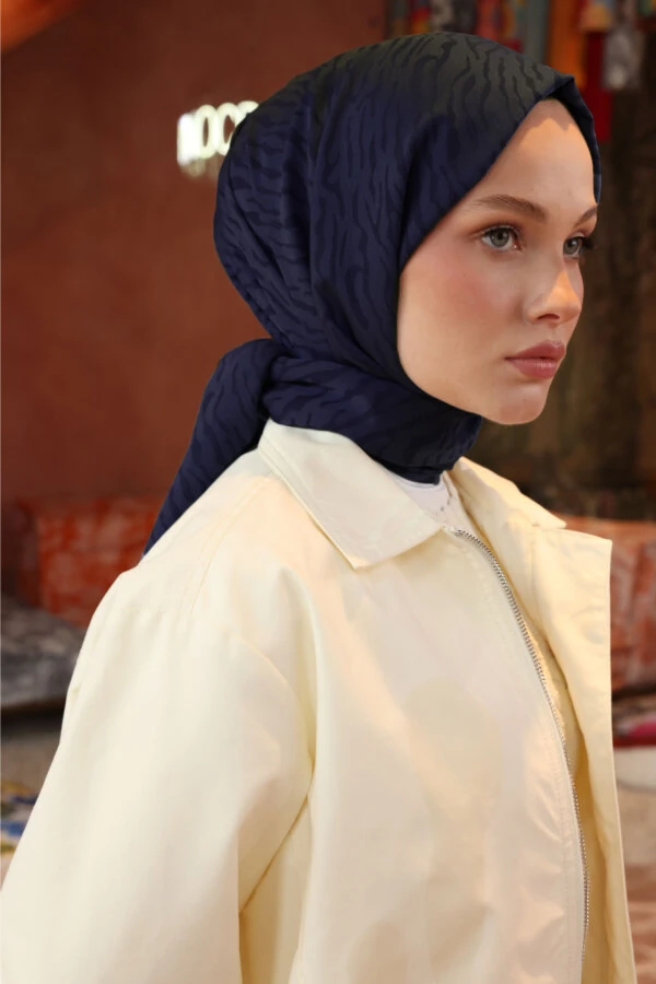 Zebra Desen Şal / Lacivert